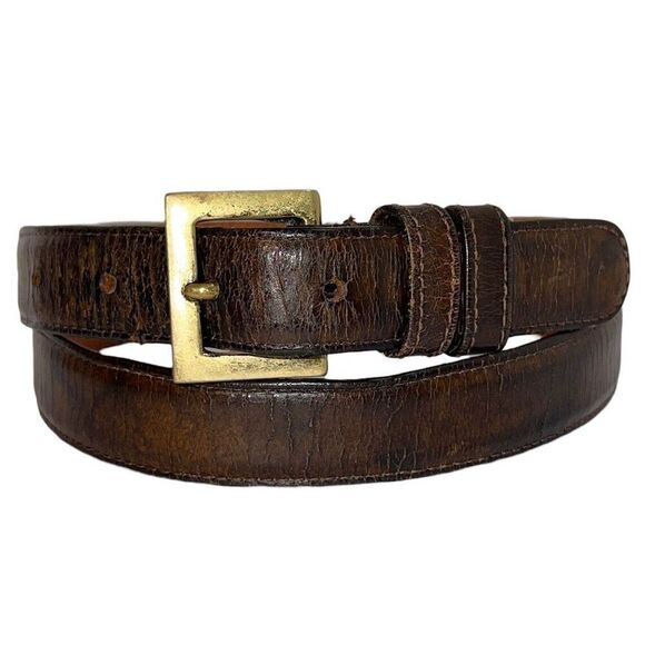 Coach Vintage Brown Leather Belt with Natural Brass Buckle Size 32” 80 CM - Picture 1 of 10